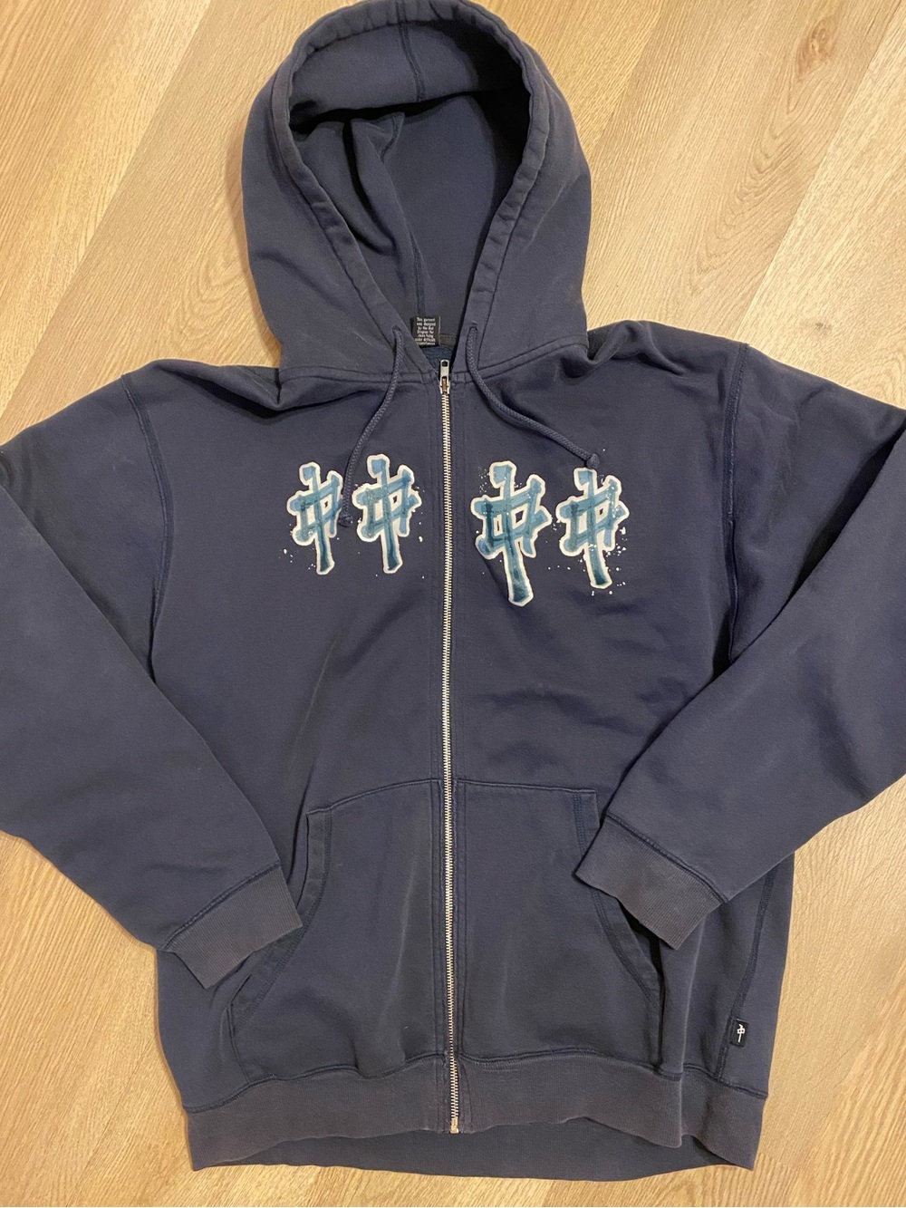 PRPS Navy Full-Zip Hoodie with Teal Graphic Accents
